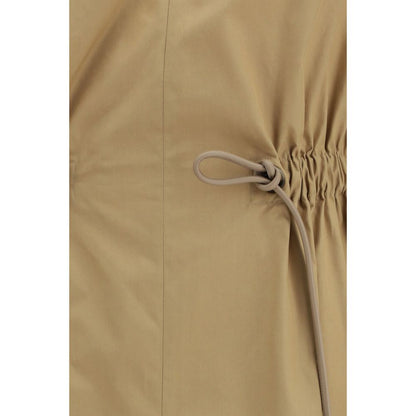 Dress by Max Mara for women in cotton beige features an eye catching silhouette with a sophisticated , elegant , and a refined midi for a eye catching aesthetic.