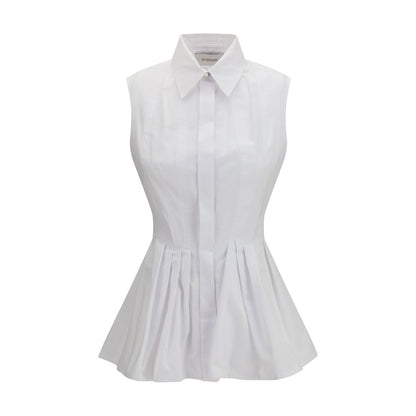 Shirt by Max Mara for women in cotton white features an architectural silhouette with a refined sleeveless and elegant for a architectural look.