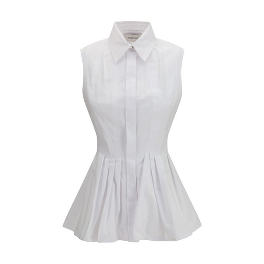 Shirt by Max Mara for women in cotton white features an architectural silhouette with a refined sleeveless and elegant for a architectural look.