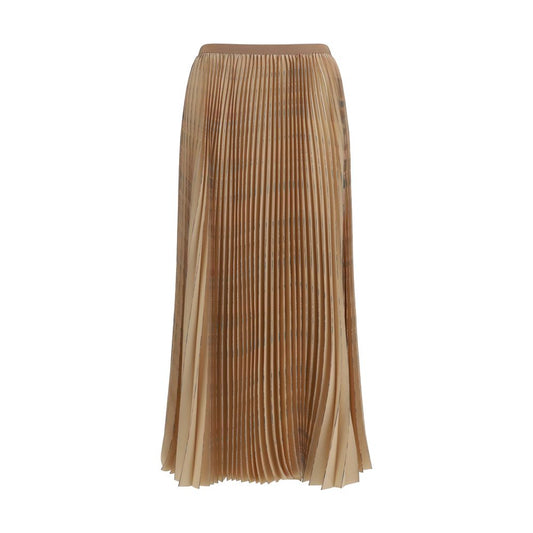 Skirt by Fabiana Filippi for women in calf leather & polyester beige features a captivating silhouette, showcasing the captivating Women's Pleated Calf Leather & Polyester Midi Skirt design with a sophisticated midi for a captivating look.