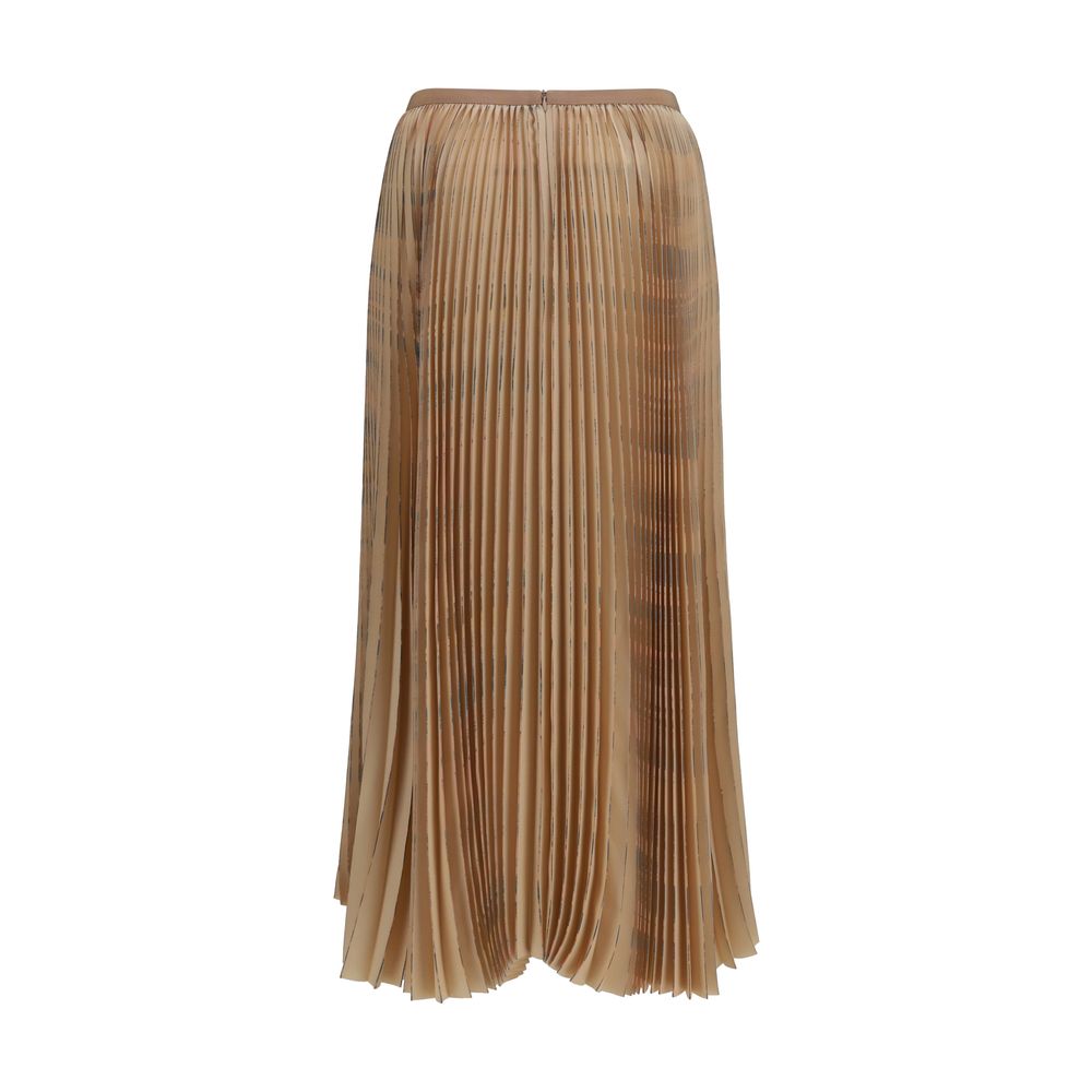 Skirt by Fabiana Filippi for women in calf leather & polyester beige features a sublime silhouette, showcasing the sublime design of the Women's Pleated Calf Leather & Polyester Midi Skirt in a sophisticated midi.