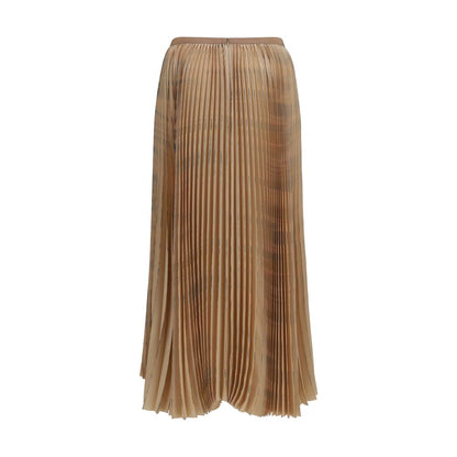 Skirt by Fabiana Filippi for women in calf leather & polyester beige features a sublime silhouette, showcasing the sublime design of the Women's Pleated Calf Leather & Polyester Midi Skirt in a sophisticated midi.