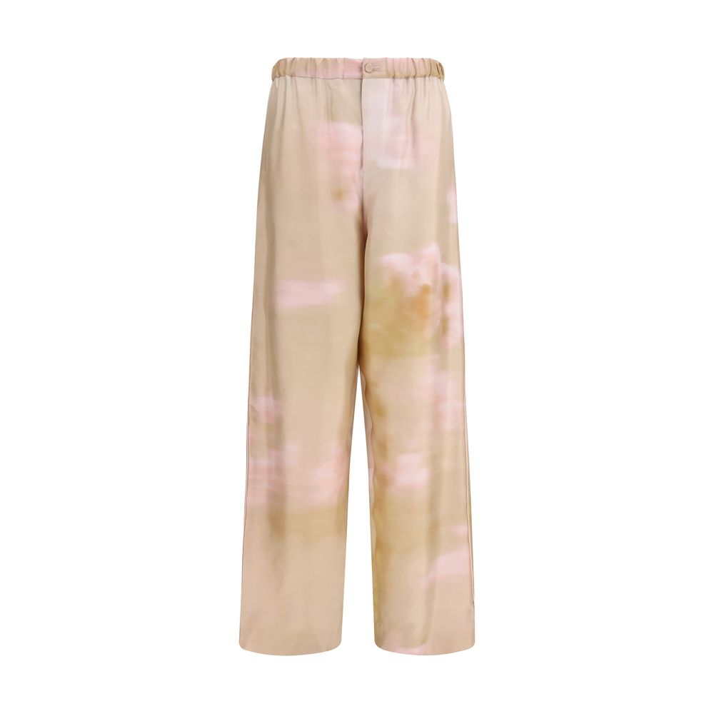 Trousers by Fabiana Filippi for women in silk twill multicolor, pink, floral & print features a sculptural silhouette, showcasing a sculptural regular-fit and long with a sophisticated for a sculptural finish.