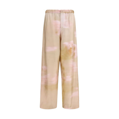 Trousers by Fabiana Filippi for women in silk twill multicolor, pink, floral & print features a sculptural silhouette, showcasing a sculptural regular-fit and long with a sophisticated for a sculptural finish.