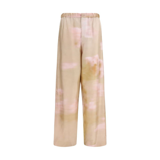 Trousers by Fabiana Filippi for women in silk twill multicolor, pink, floral & print features a sculptural silhouette, showcasing a sculptural regular-fit and long with a sophisticated for a sculptural finish.