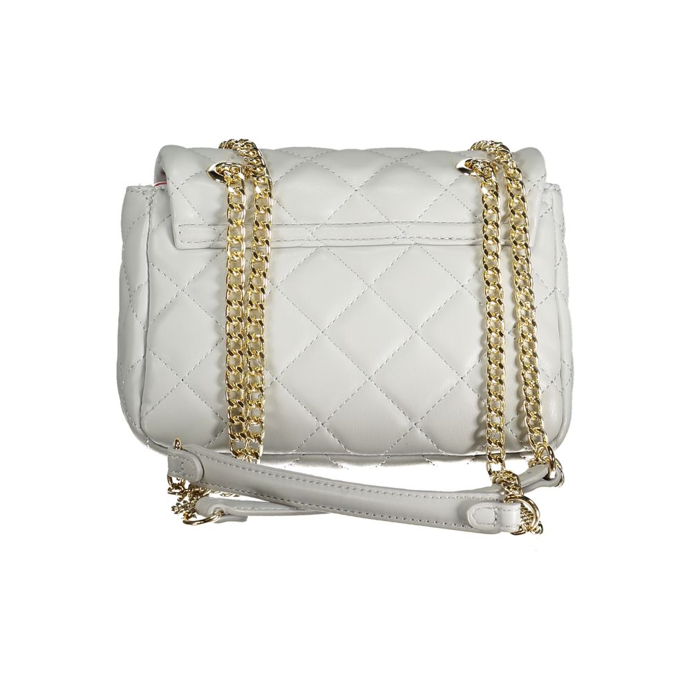 Shoulder Handbag by Mario Valentino for women in polyethylene gray & signature features a signature silhouette, showcasing a secure clip and signature internal-pockets with versatile shoulder-strap for a sophisticated look.