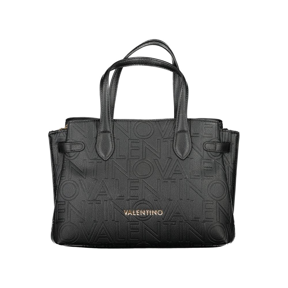 Handbag by Mario Valentino for women in polyethylene black & signature features a refined silhouette, showcasing a secure zipper, organized built-in-compartments, and versatile adjustable-strap & handle for a refined finish.