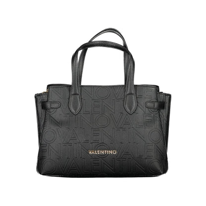 Handbag by Mario Valentino for women in polyethylene black & signature features a refined silhouette, showcasing a secure zipper, organized built-in-compartments, and versatile adjustable-strap & handle for a refined finish.
