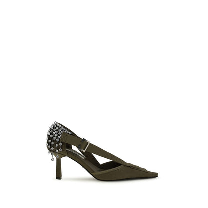 Prada Women's Cotton Canvas Leather High-Heel Geometric Pumps Heels - Bicolour