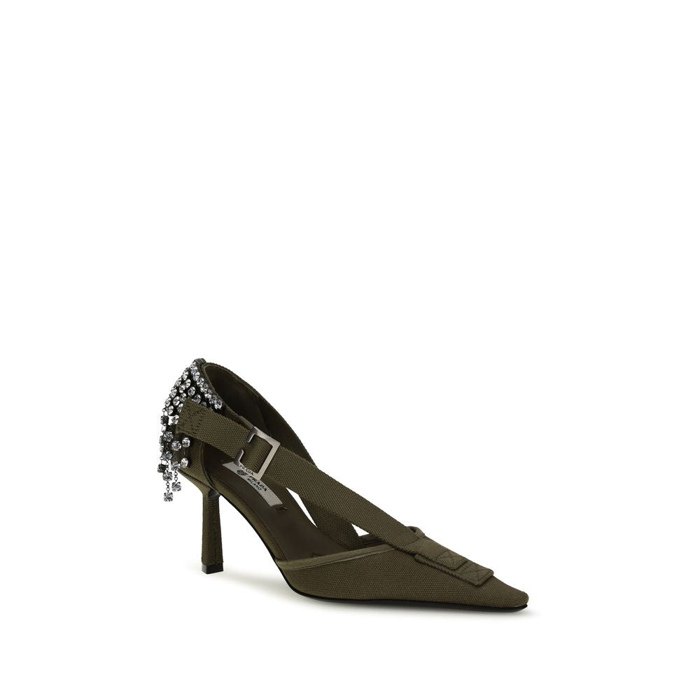 Prada Women's Cotton Canvas Leather High-Heel Geometric Pumps Heels - Bicolour