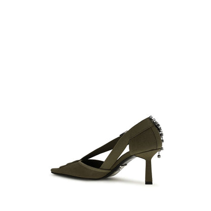 Prada Women's Cotton Canvas Leather High-Heel Geometric Pumps Heels - Bicolour