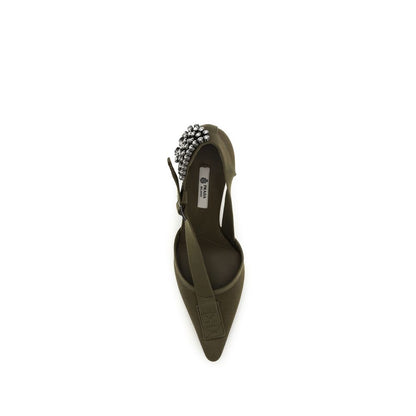 Prada Women's Cotton Canvas Leather High-Heel Geometric Pumps Heels - Bicolour