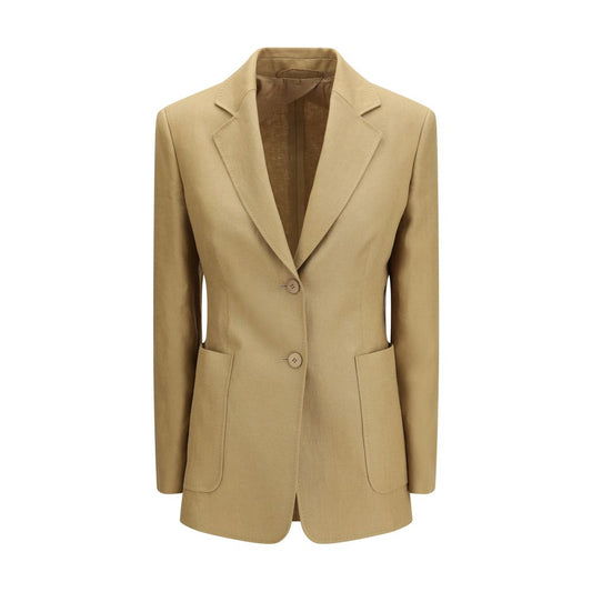 Jacket by Max Mara for women in linen beige showcases a enveloping silhouette, artfully detailed with a enveloping and premium lightweight & pockets for a truly enveloping finish.