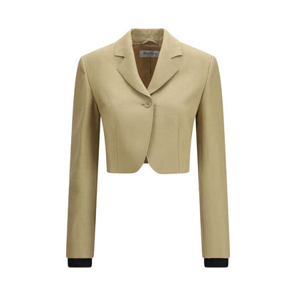 Trucker Jacket by Max Mara for women in linen & denim cotton beige features an contemporary silhouette, showcasing a sophisticated and contemporary for a truly refined look.