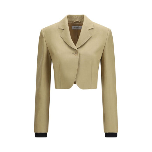 Trucker Jacket by Max Mara for women in linen & denim cotton beige features an contemporary silhouette, showcasing a sophisticated and contemporary for a truly refined look.
