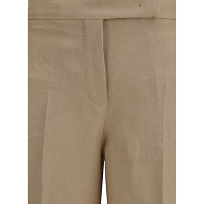 Palazzo Pants by Max Mara for women in linen beige presents a refined pantology silhouette, artfully defined by a refined pantology regular-fit & wide, long, and a sophisticated .