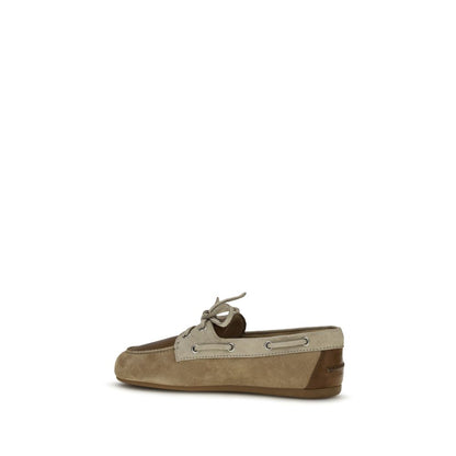 Miu Miu Women's Bos Taurus Calf Suede Leather Flat Boat Loafer Slip-On Shoes - Multicolor