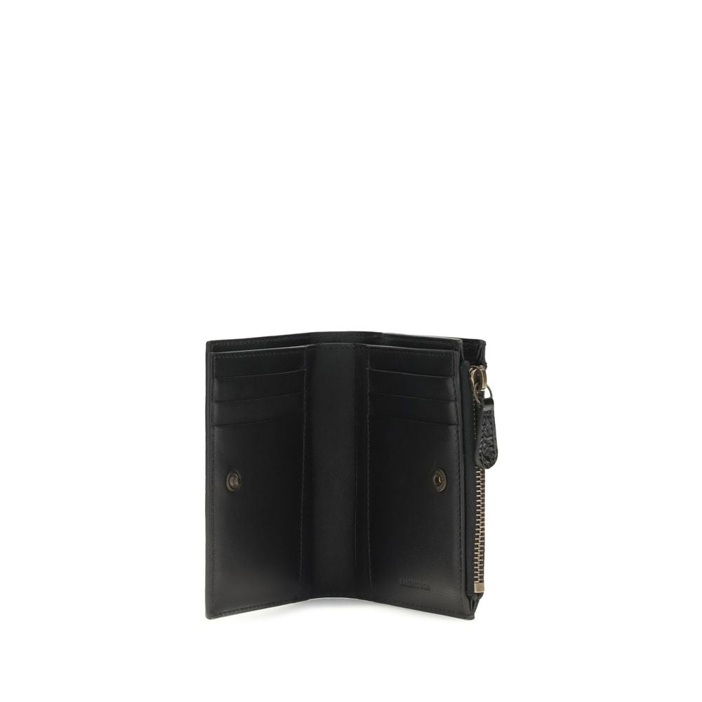 Cardholder Wallet by Balenciaga for women in lambskin leather black showcases a discerning silhouette, artfully capturing the essence of Le City Lambskin Leather Cardholder Wallet with its functional card-organization coin-purse.