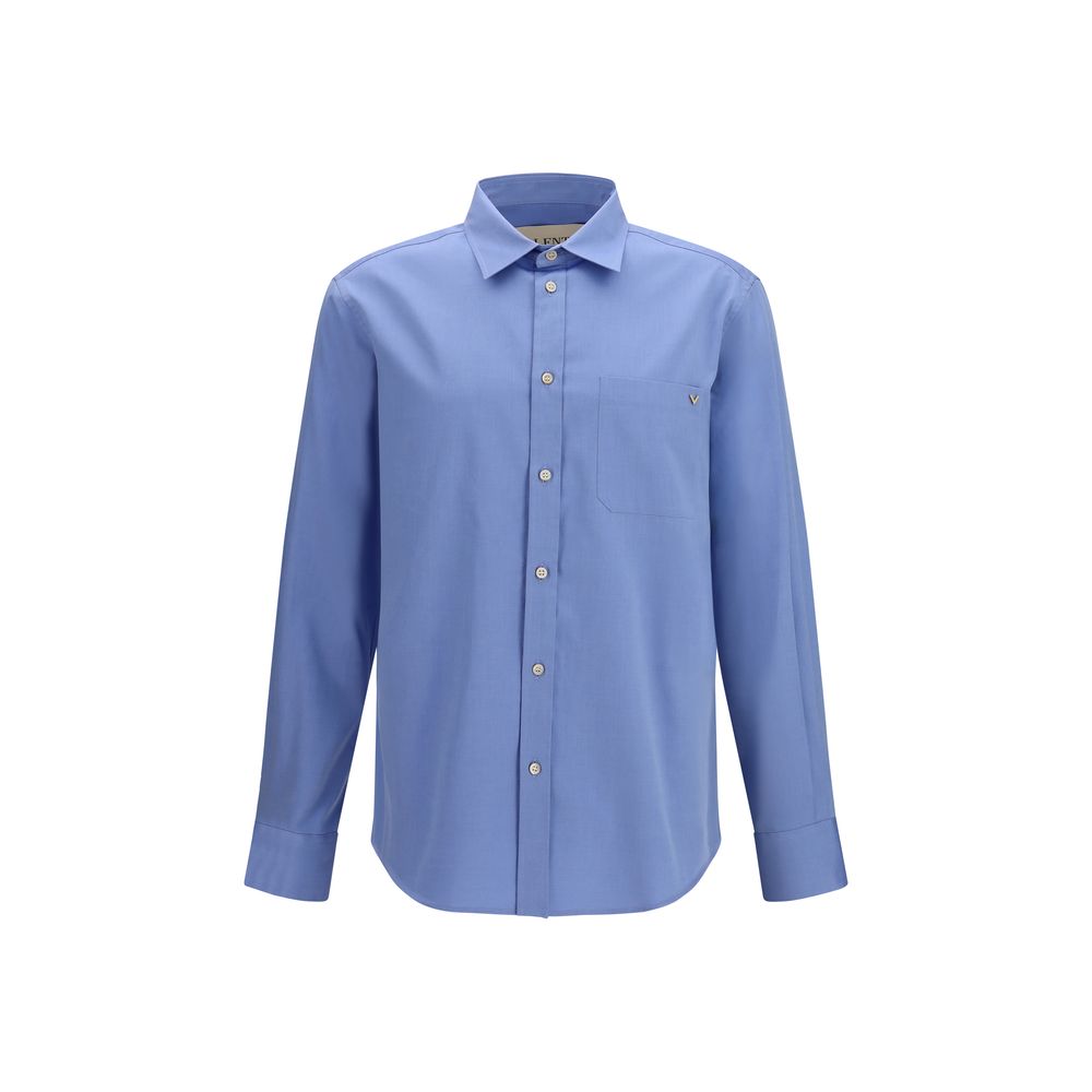 Shirt by Valentino Garavani for men in cotton blue & signature presents a discerning silhouette, showcasing a sophisticated and long-sleeve for a truly discerning finish.
