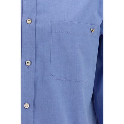 Shirt by Valentino Garavani for men in cotton blue & signature showcases a sleek silhouette, elegantly detailed with a sleek and for a sleek finish.