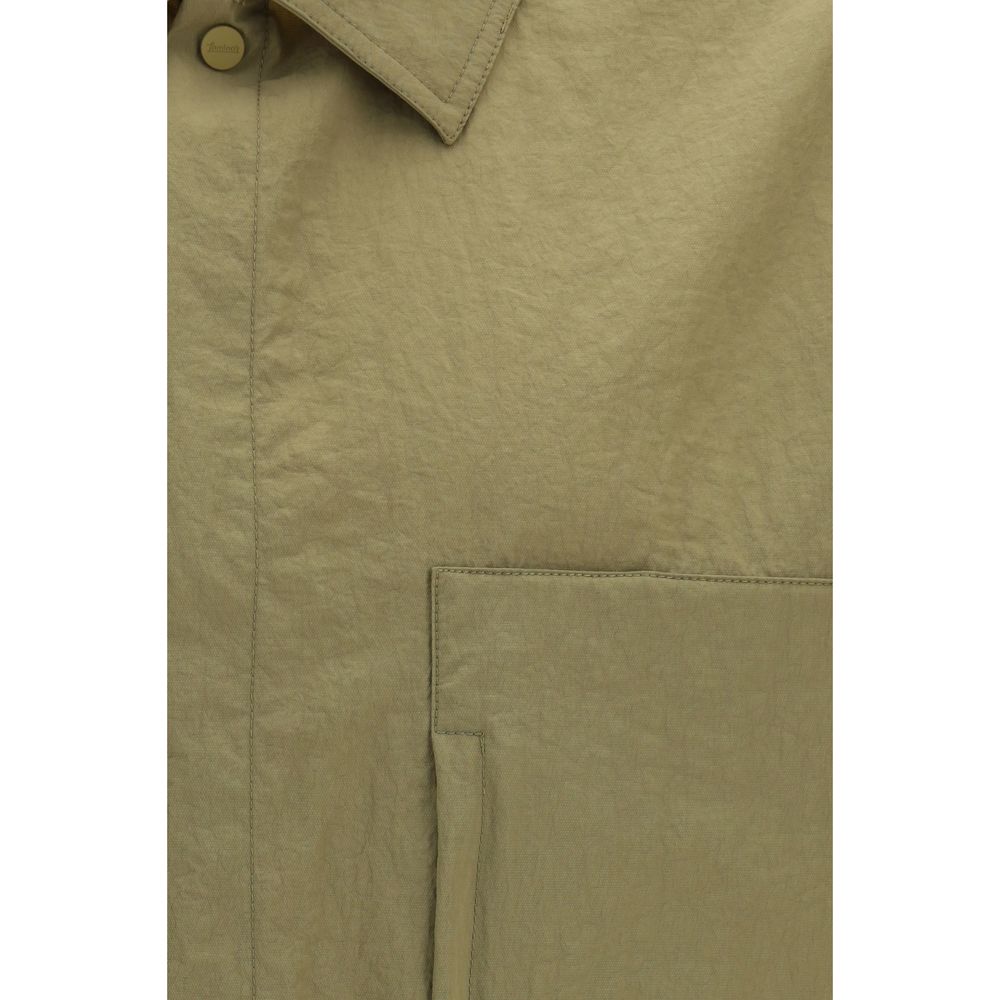 Overcoat by LAMINAR for men in polyamide bicolour features a contemporary silhouette showcasing a contemporary and refined pockets for a sophisticated finish.