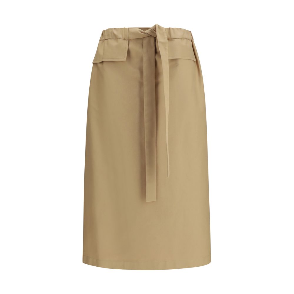 Skirt by Fabiana Filippi for women in stretch cotton beige & natural showcases a dramatic silhouette, artfully capturing the essence of the Women's Stretch Cotton Midi Skirt in a dramatic midi cut for a refined look.