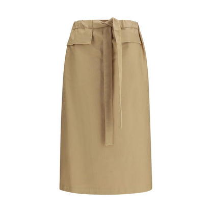 Skirt by Fabiana Filippi for women in stretch cotton beige & natural showcases a dramatic silhouette, artfully capturing the essence of the Women's Stretch Cotton Midi Skirt in a dramatic midi cut for a refined look.