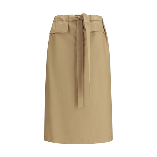 Skirt by Fabiana Filippi for women in stretch cotton beige & natural showcases a dramatic silhouette, artfully capturing the essence of the Women's Stretch Cotton Midi Skirt in a dramatic midi cut for a refined look.