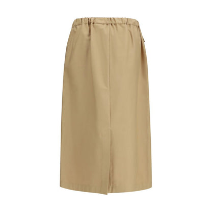 Skirt by Fabiana Filippi for women in stretch cotton beige & natural showcases a sultry silhouette, elegantly defined by its midi and the sophisticated sultry design of the Women's Stretch Cotton Midi Skirt.