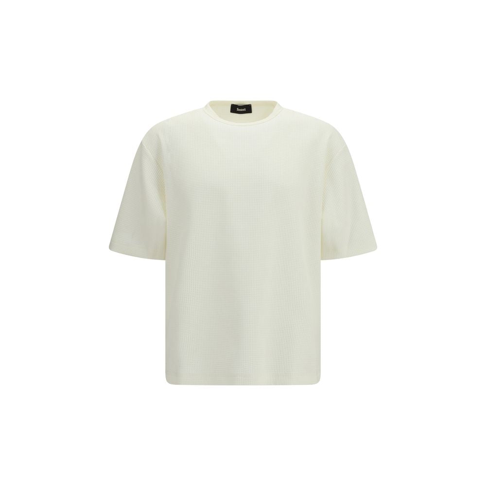 T-Shirt by LAMINAR for men in cotton polyester white showcases a chic silhouette, artfully detailed with a chic crew neckline and short-sleeve for a chic finish.