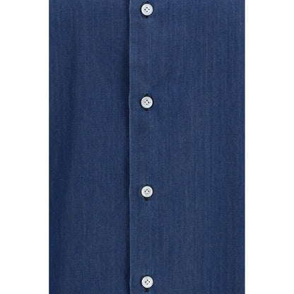 Shirt by Finamore for men in cotton blue features an polished silhouette, showcasing a sophisticated and detail for a truly polished finish.