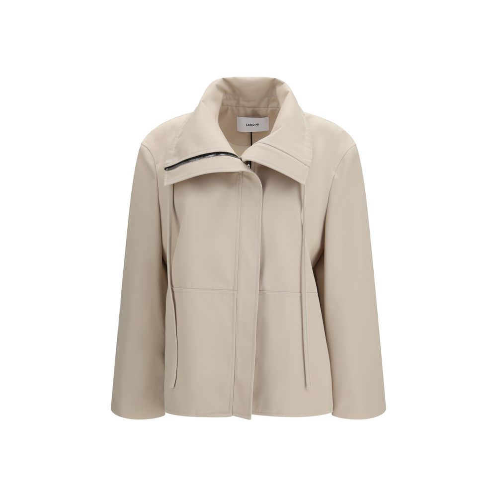 Overcoat by Lardini for women in cotton polyester beige features a cosy chic silhouette, artfully detailed with a sophisticated high-neck neckline and premium pockets for a cosy chic finish.