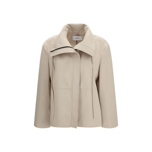 Overcoat by Lardini for women in cotton polyester beige features a cosy chic silhouette, artfully detailed with a sophisticated high-neck neckline and premium pockets for a cosy chic finish.