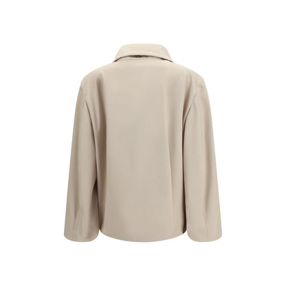 Overcoat by Lardini for women in cotton polyester beige features an satoral silhouette, showcasing a sophisticated high-neck neckline and satoral pockets for a premium, timeless look.