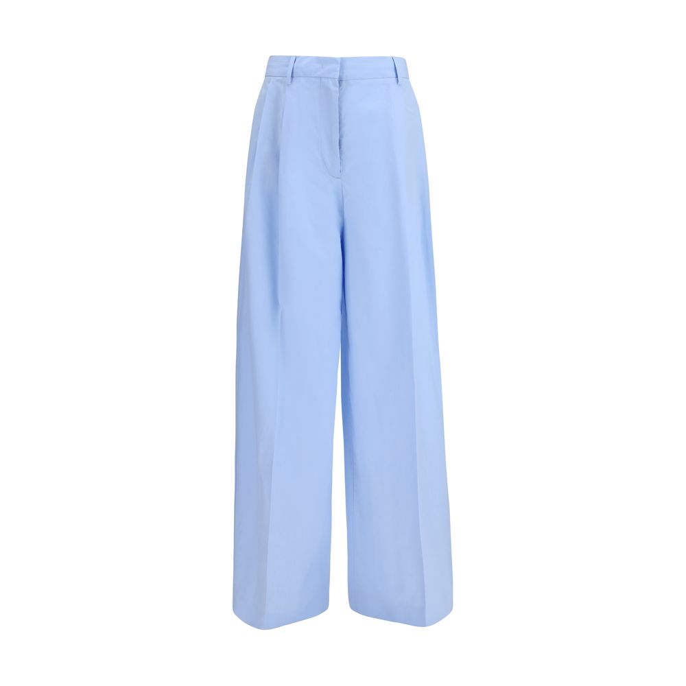 Trousers by Fabiana Filippi for women in cotton blue features an sartorial silhouette, showcasing a precise regular-fit and long with a sartorial for a refined look.