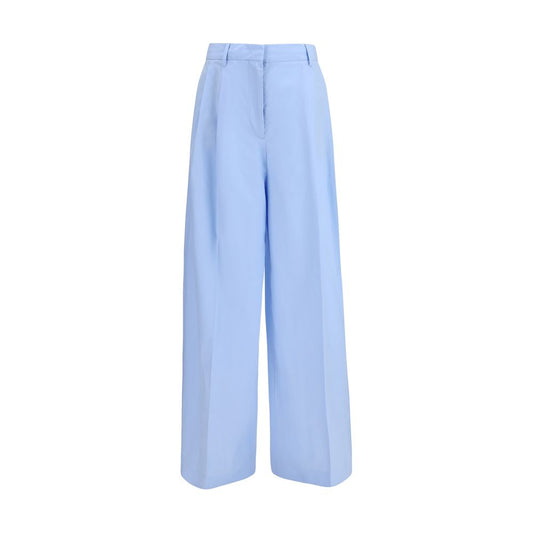 Trousers by Fabiana Filippi for women in cotton blue features an sartorial silhouette, showcasing a precise regular-fit and long with a sartorial for a refined look.
