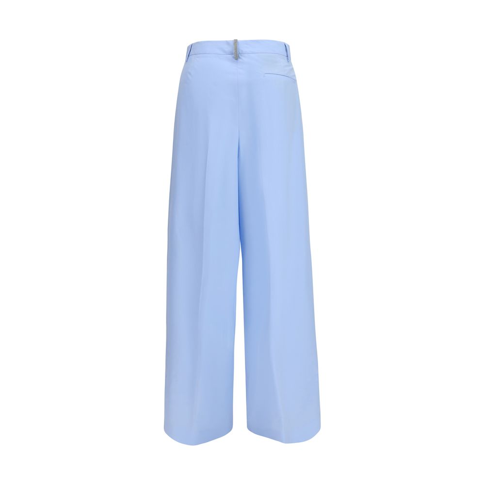 Trousers by Fabiana Filippi for women in cotton blue features a artisanal silhouette, showcasing a sophisticated regular-fit with a long and for a artisanal finish.