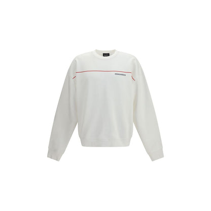 Sweatshirt by Dsquared² for men in cotton white & print presents a smart casual silhouette, featuring a smart casual crew neckline and long-sleeve for a sophisticated look.