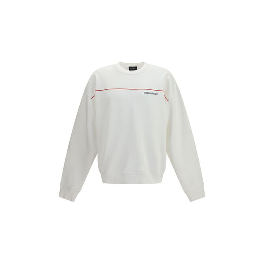 Sweatshirt by Dsquared² for men in cotton white & print presents a smart casual silhouette, featuring a smart casual crew neckline and long-sleeve for a sophisticated look.