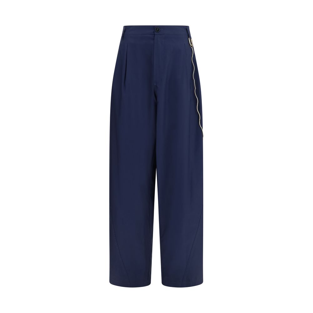 Trousers by Darkpark for women in cotton blue features a sculptural silhouette, showcasing a sculptural relaxed-fit, regular-fit & wide and long with a sophisticated high rise for a sculptural finish.