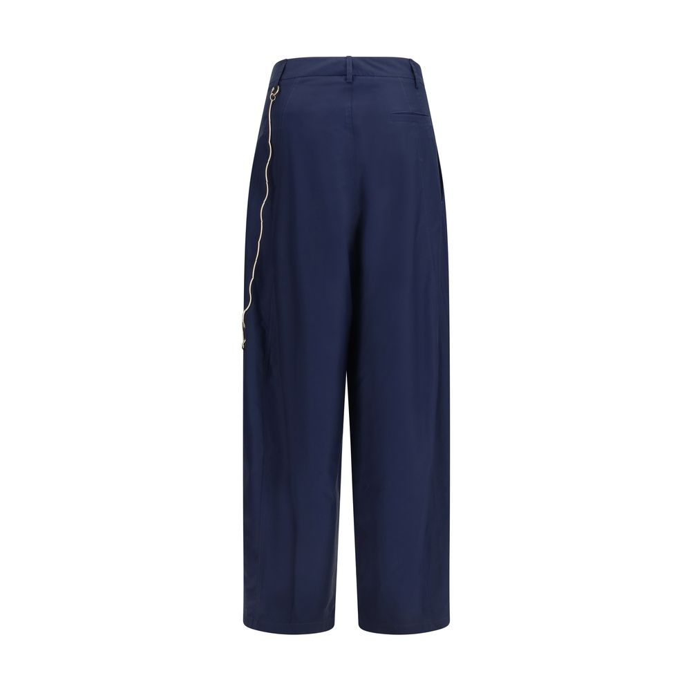 Trousers by Darkpark for women in cotton blue features a tailored silhouette with a tailored relaxed-fit, regular-fit & wide, defined by its long and a sophisticated high rise.