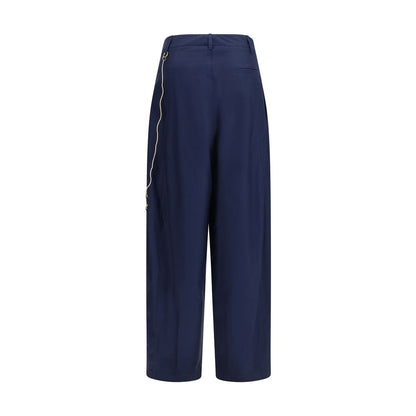 Trousers by Darkpark for women in cotton blue features a tailored silhouette with a tailored relaxed-fit, regular-fit & wide, defined by its long and a sophisticated high rise.