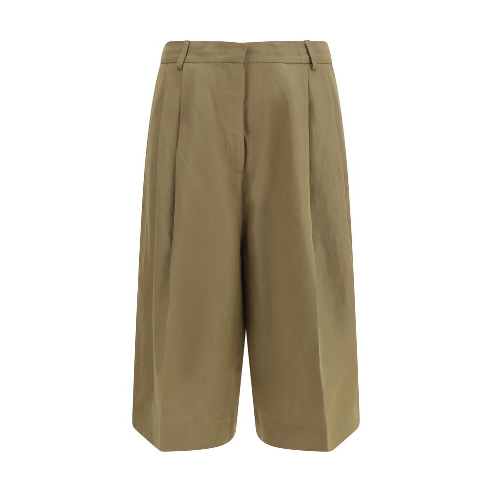 Short Trousers by Fabiana Filippi for women in viscose beige features an sartorial luxe regular-fit, wide & cropped and cropped short, defined by a sartorial luxe for a sophisticated, premium silhouette.