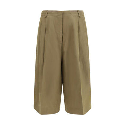 Short Trousers by Fabiana Filippi for women in viscose beige features an sartorial luxe regular-fit, wide & cropped and cropped short, defined by a sartorial luxe for a sophisticated, premium silhouette.