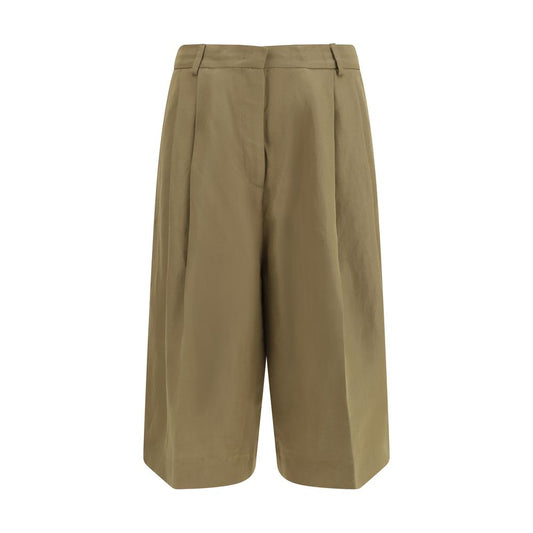 Short Trousers by Fabiana Filippi for women in viscose beige features an sartorial luxe regular-fit, wide & cropped and cropped short, defined by a sartorial luxe for a sophisticated, premium silhouette.