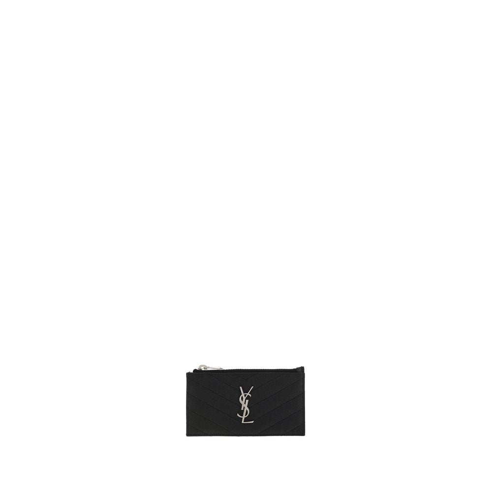 Cardholder Wallet by Saint Laurent for women in calfskin leather black features a sleek silhouette, showcasing the sleek Calfskin Leather Cardholder Wallet design with sophisticated card-organization for a premium look.