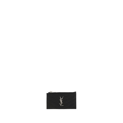 Cardholder Wallet by Saint Laurent for women in calfskin leather black features a sleek silhouette, showcasing the sleek Calfskin Leather Cardholder Wallet design with sophisticated card-organization for a premium look.