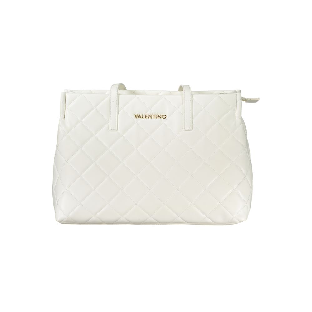 Shoulder Handbag by Mario Valentino for women in polyethylene white presents a ornamental silhouette, showcasing a secure zipper, ample laptop-compartment, and versatile shoulder-strap & handle for a ornamental finish.