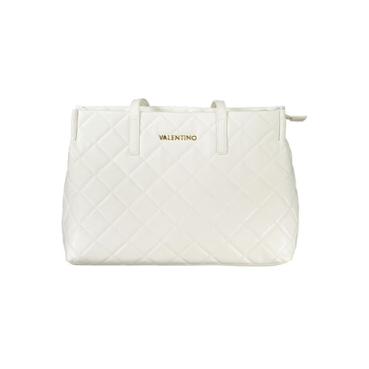 Shoulder Handbag by Mario Valentino for women in polyethylene white presents a ornamental silhouette, showcasing a secure zipper, ample laptop-compartment, and versatile shoulder-strap & handle for a ornamental finish.