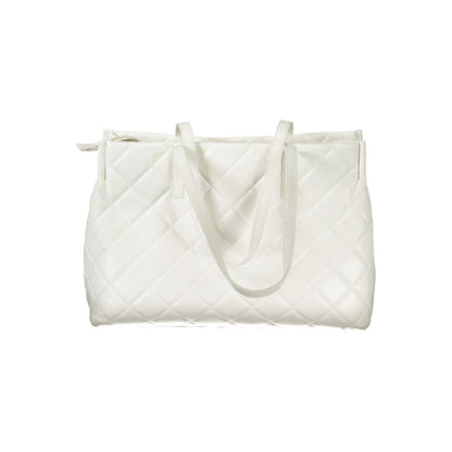 Shoulder Handbag by Mario Valentino for women in polyethylene white features a ornamental silhouette, showcasing a secure zipper, ample laptop-compartment, and ornamental shoulder-strap & handle for a sophisticated look.